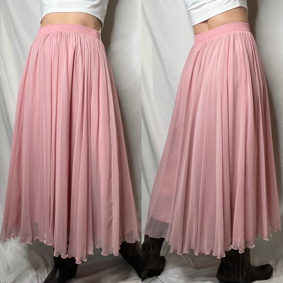Vintage ballet pink chiffon maxi skirt full balletcore flowy nwt deadstock long - Picture 15 of 15